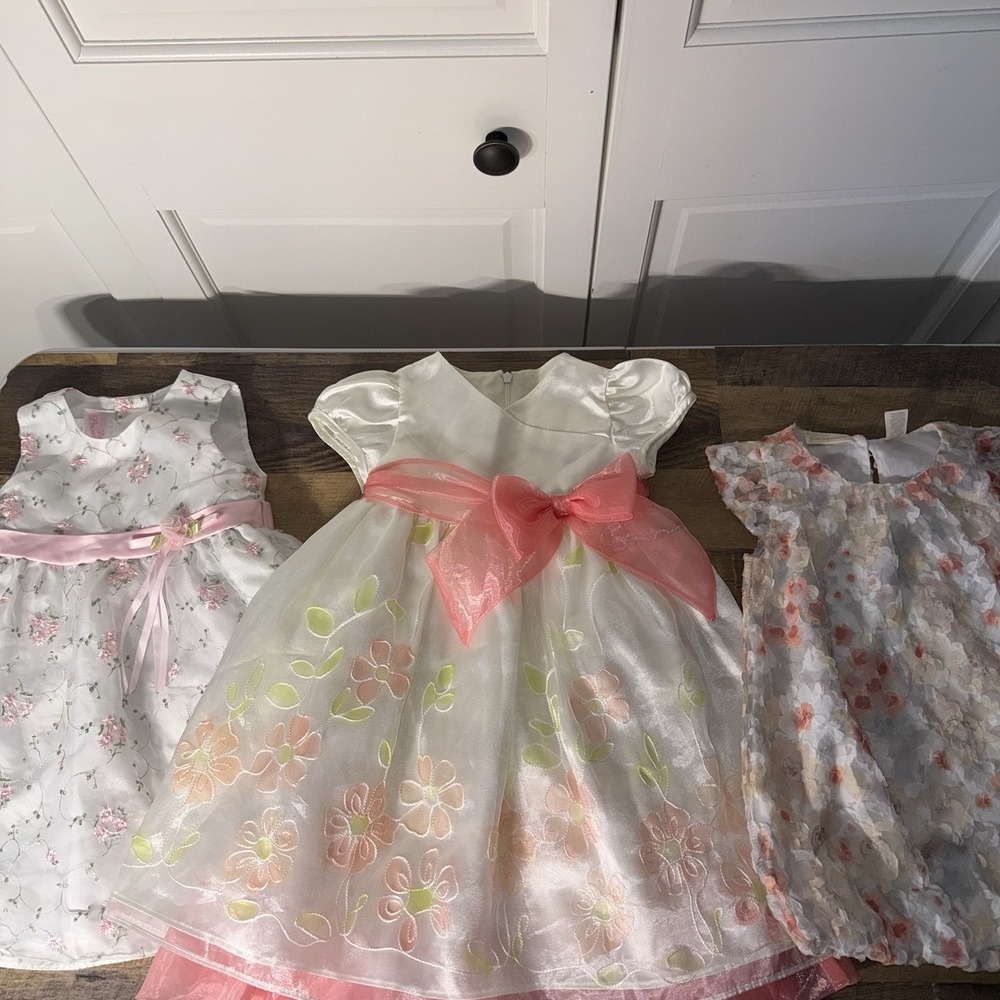 Lot Of 3 Girls Size 24 Months Dresses Lacy Embroidery‎ Fancy